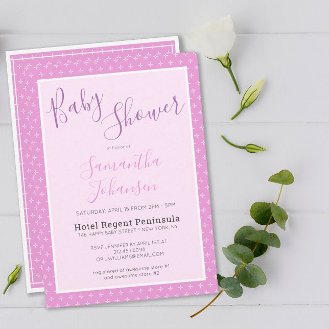 Simple Modern Rosa Star Mönster Baby Shower Inbjudningar (SIMPLE MODERN PINK STAR PATTERN BABY SHOWER INVITATION
)