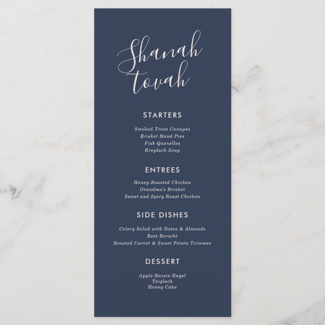 Simple Modern Rosh Hashanah Dinner Menu Meny (Framsida)