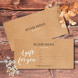Simple Modern Rustic Kraft Gift Certificate