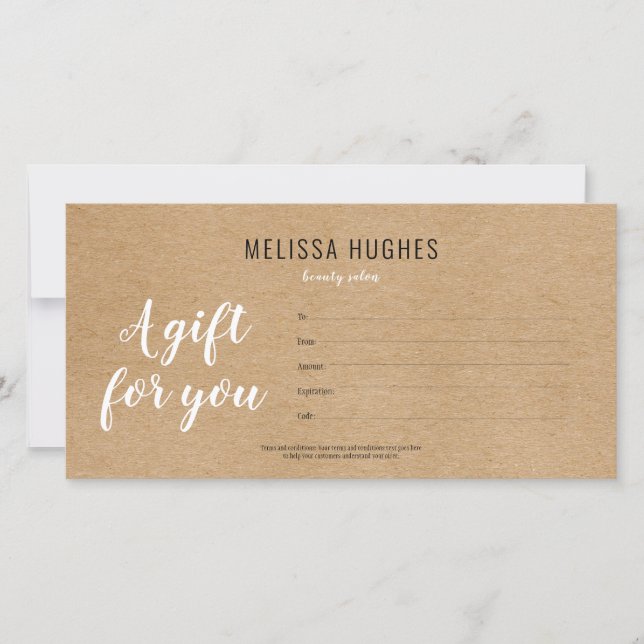 Simple Modern Rustic Kraft Gift Certificate (Framsida)