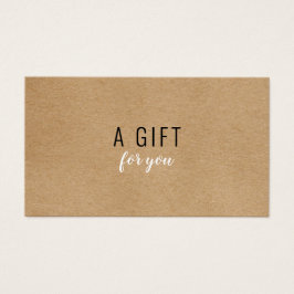 Simple Modern Rustic Kraft Gift Certificate Visitkort