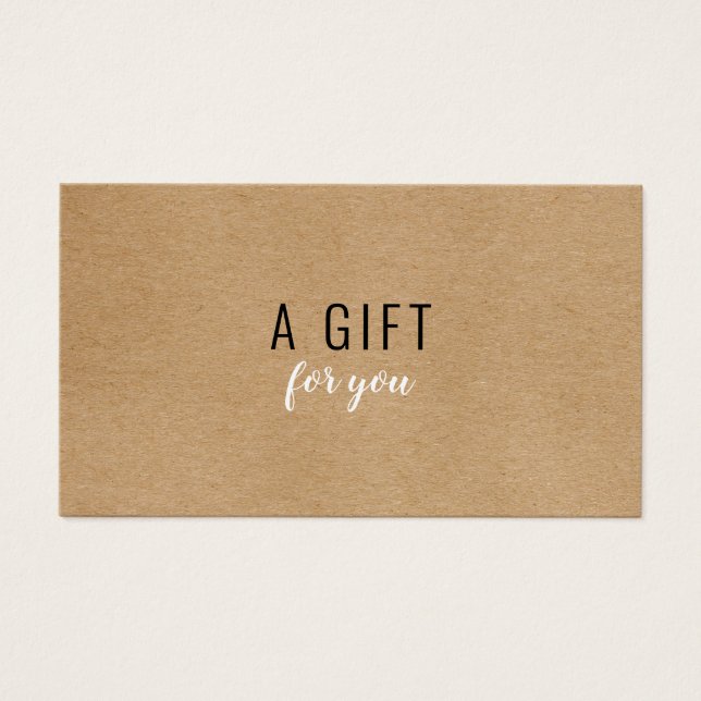 Simple Modern Rustic Kraft Gift Certificate Visitkort (Framsidan)