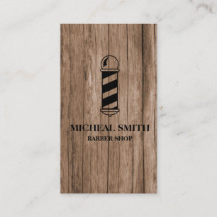 Simple Modern Rustic Wood Pole Barber Shop Visitkort