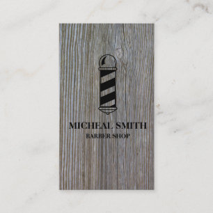 Simple Modern Rustic Wood Pole Barber Shop Visitkort