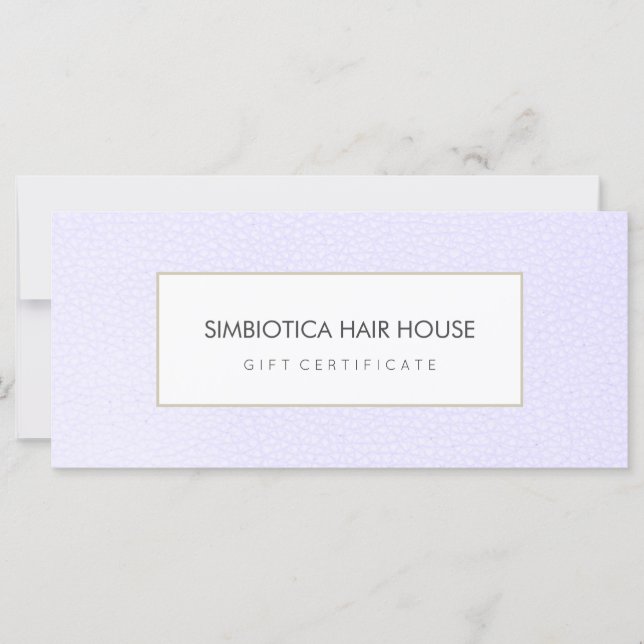 Simple Modern Salon Spa Lavender Gift Certificate (Framsida)
