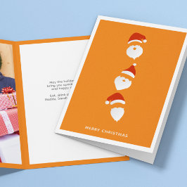 Simple Modern Santa Graphic Orange Julfoto Helgkort