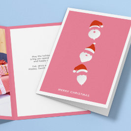 Simple Modern Santa Graphic Rosa Julfoto Helgkort