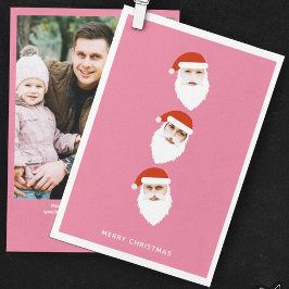 Simple Modern Santa Graphic Rosa Julfoto Julkort