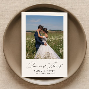 Simple Modern Script 2 Photo Bröllop Tack Kort