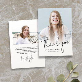 Simple Modern Script 2 Photo Studenten Tack Kort