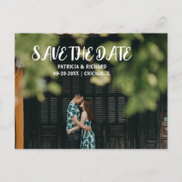 Simple Modern Script Bröllop spara datum Photo Helg Vykort