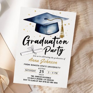 Simple Modern Script Class of '26 Graduation Party Inbjudningar