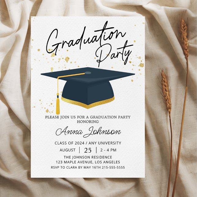 Simple Modern Script College Graduation Party Inbjudningar (Skapare uppladdad)