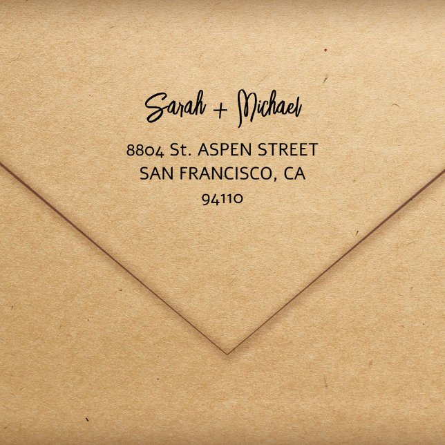 Simple Modern Script Couples Names Return Address  Stämpel (Skapare uppladdad)
