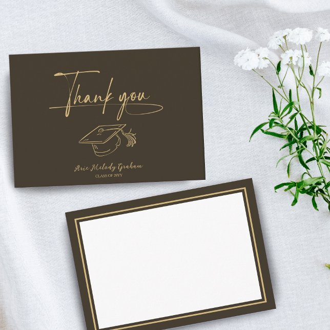 Simple Modern Script Graduation Thank You Card Tack Kort (Skapare uppladdad)