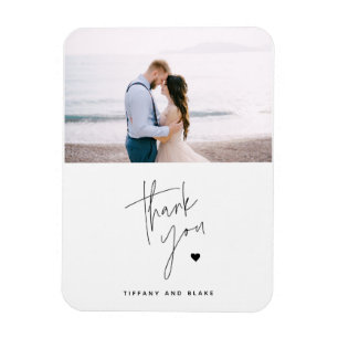 Simple Modern Script Heart Bröllop Photo Tack Magnet