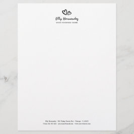 Simple Modern Script Heart Logotyp Black Business Brevhuvud