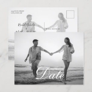 Simple Modern Script Overlay Photo Meddelande Vykort