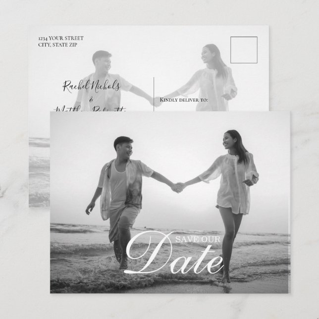 Simple Modern Script Overlay Photo Meddelande Vykort (Fram/baksida)