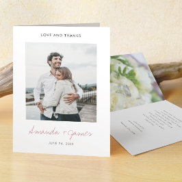 Simple Modern Script Ro Guld Photo Bröllop Tack Kort