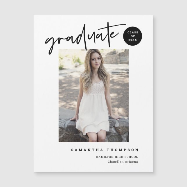 Simple Modern Script School Student Photo Magnet (Framsida)