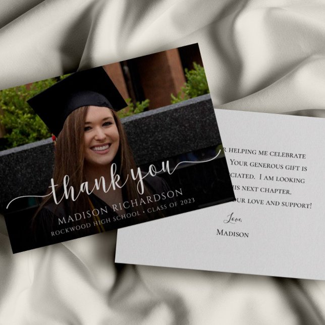 Simple Modern Script Studenten Photo Tack Kort (Skapare uppladdad)