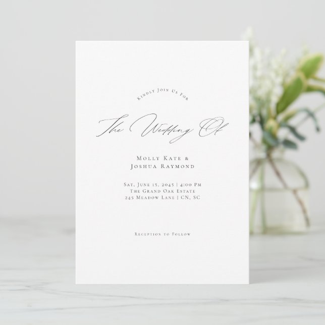 Simple Modern Script Wedding Invitation Inbjudningar (Stående Fram)