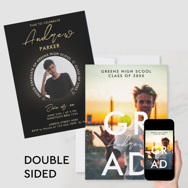 Simple Modern Snyggt Black Studenten Photo Meddelande (Skapare uppladdad)