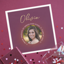 Simple Modern Snyggt Burgundy Studenten Photo Pappersservett