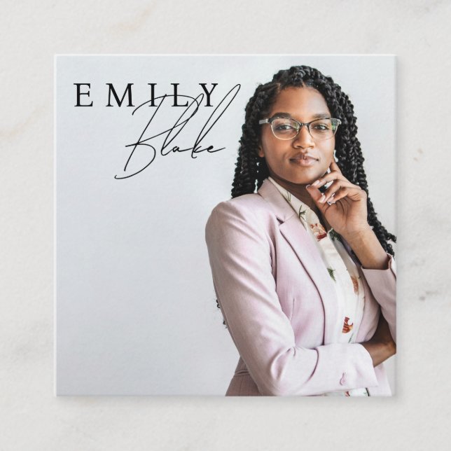 Simple Modern Square Photo Fyrkantigt Visitkort (Framsida)