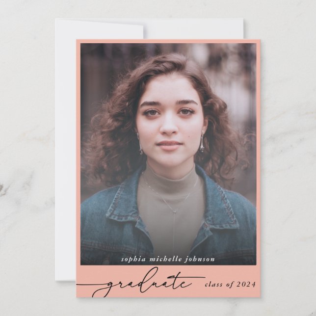 Simple Modern Student Script Photo Party | ROSA Inbjudningar (Framsida)
