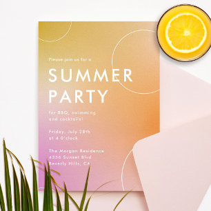 Simple Modern Summer Cocktail Party (Rosa) Inbjudningar