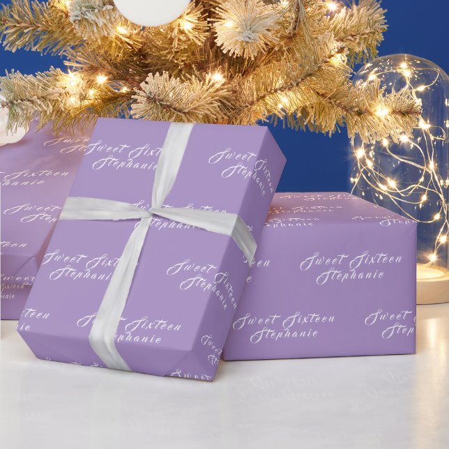Simple Modern Sweet 16 Namn Lila 16 Namn Presentpapper (Helgdagar)