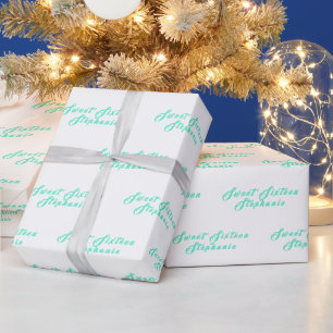 Simple Modern Sweet 16 Namn Teal Sexton Namn Presentpapper
