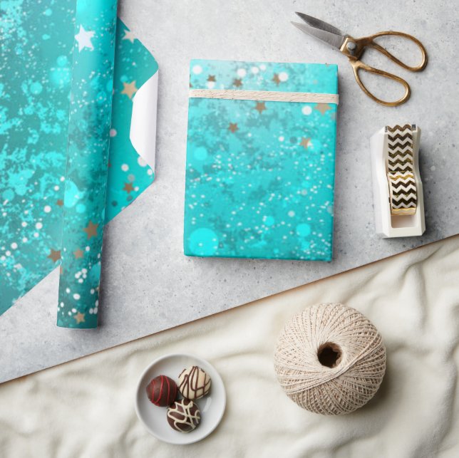 Simple Modern Sweet 16 Teal sexton Namn Presentpapper (Hantverk)