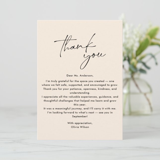Simple, Modern Thank you Teacher  Inbjudningar (Stående Fram)