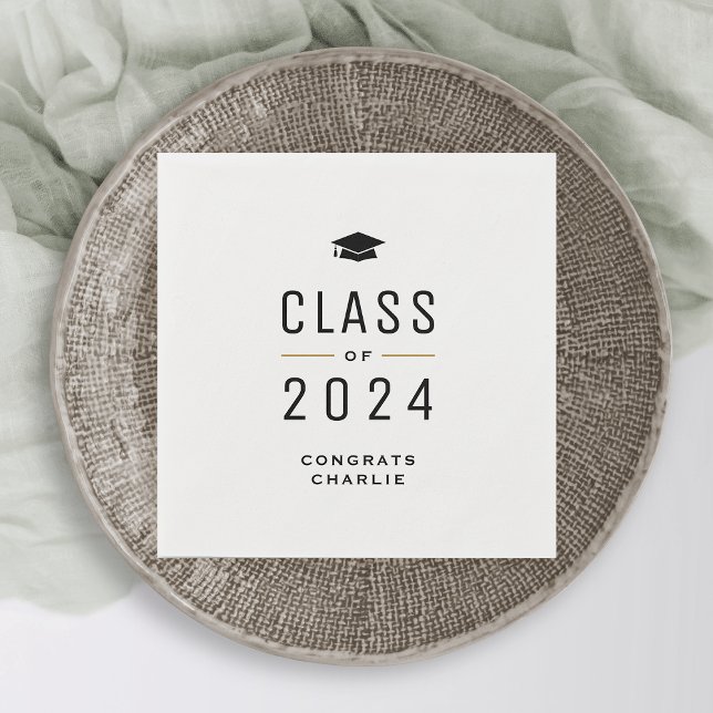 Simple Modern Typography Class of 2024 Studenten Pappersservett (Simple Modern Typography Class of 2024 Graduation Napkins)