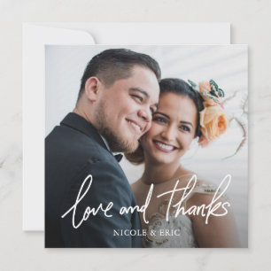 Simple Modern Typography Photo Bröllop Tack Kort