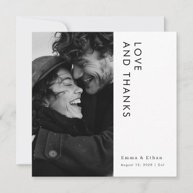 Simple Modern Typography Photo Bröllop Tack Kort (Framsida)