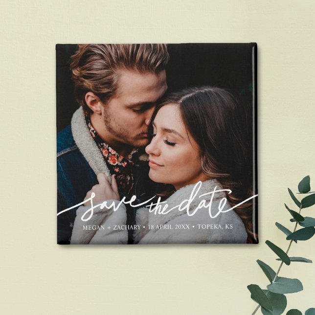 Simple Modern Typography Photo Save the Date Magnet (Skapare uppladdad)