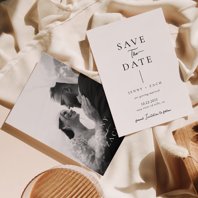 Simple Modern Typography Photo Wedding  Spara Datumet (Skapare uppladdad)