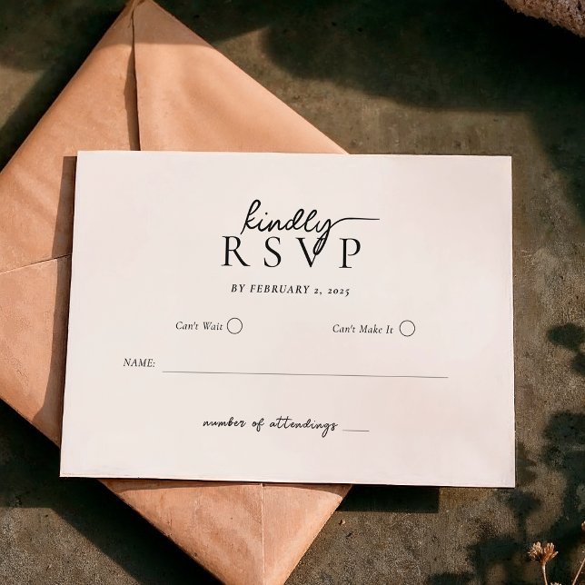 Simple Modern Typography Script Wedding RSVP OSA Kort (Skapare uppladdad)