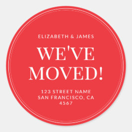 Simple Modern Typography We've Moved Runt Klistermärke