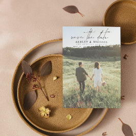 Simple Modern Vellum 2 Photo Typography Bröllop Spara Datumet