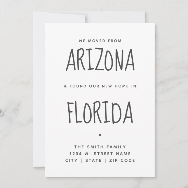 Simple Modern Vi har flyttat New Home Florida Meddelande (Framsida)