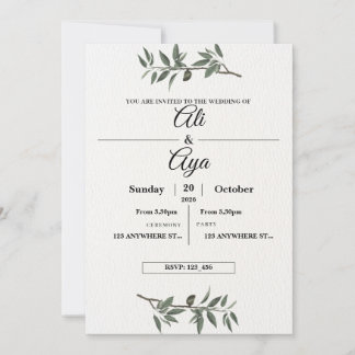 Simple Modern Wedding Invitation | Clean Minimal D Julkort