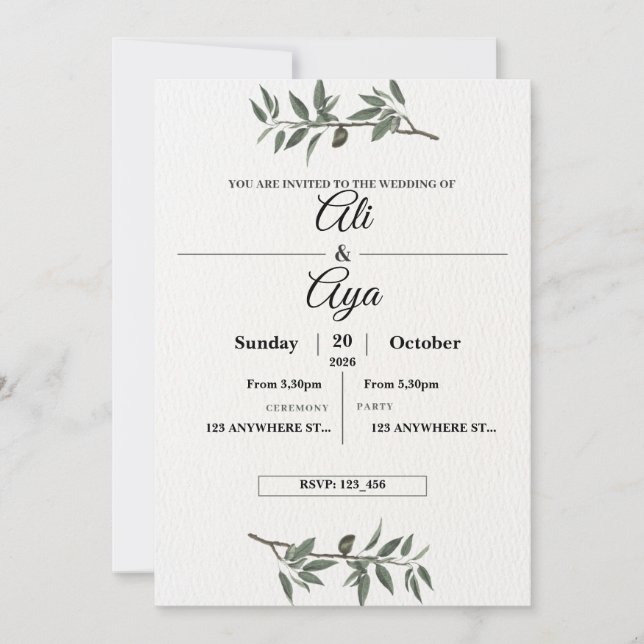 Simple Modern Wedding Invitation | Clean Minimal D Julkort (Framsida)