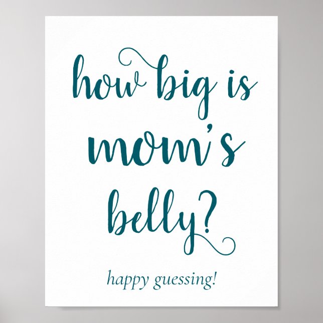 Simple Mommys Belly | Teal Aqua Guessing Game Poster (Framsidan)
