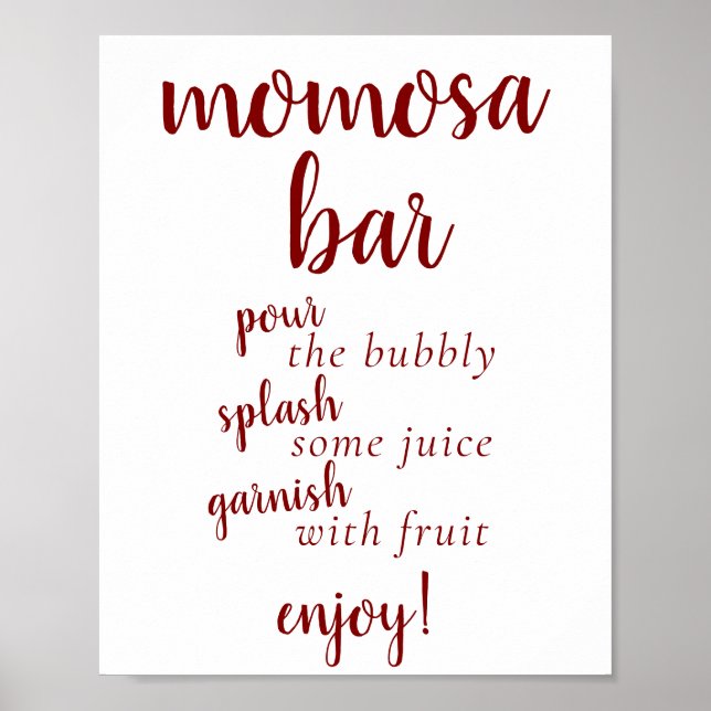 Simple Momosa Pub | Candy Apple Red All Event Sign Poster (Framsidan)