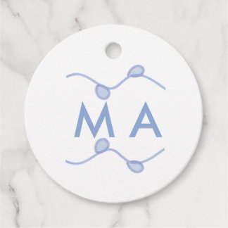 Simple monogram add your name letter blue leaf gåvor etiketter